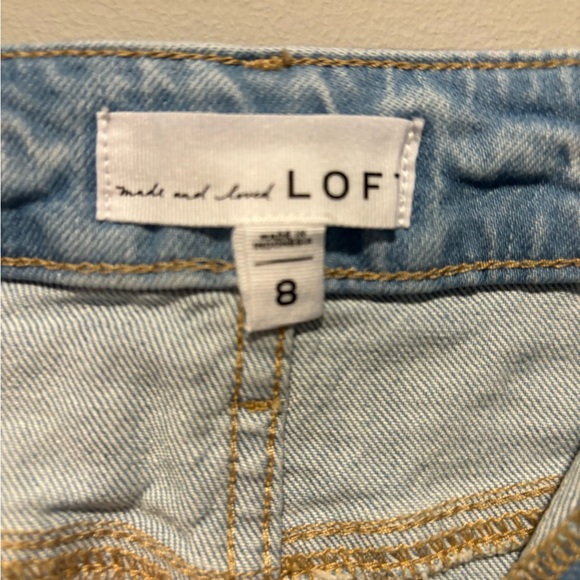 Women's Loft Denim Skirt - Size 8 Skirt Length is 17 1/2 Frayed Hem Worn 1x - Picture 8 of 10